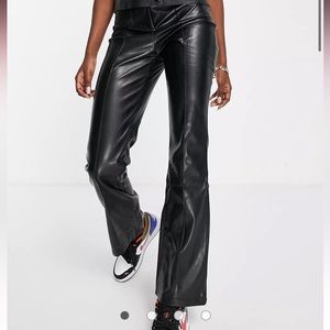ASOS DESIGN leather look kick flare in black